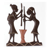 African Women Working Wood Plaque