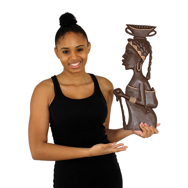 African Woman Carrying Baby Wood Plaque