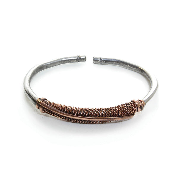 Silver & Copper Twist Metal Bracelet