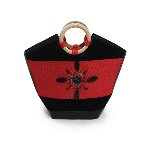 Bold Decorated Handbag (Red)