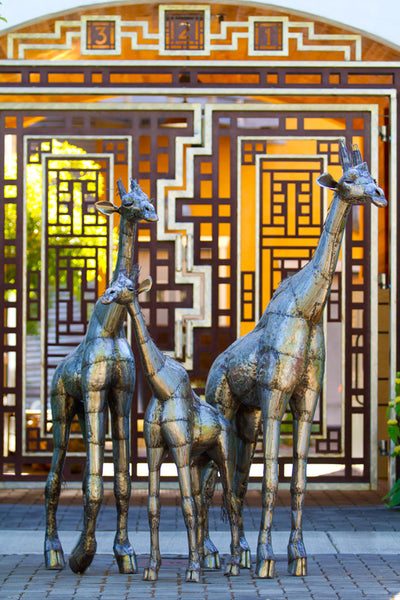 Kenyan Recycled Oil Drum Giraffe Statues