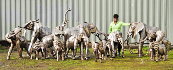 Kenyan Recycled Metal Elephant Sculptures