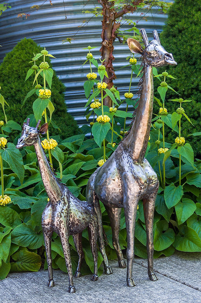 Small Kenyan Recycled Metal Giraffe Sculptures
