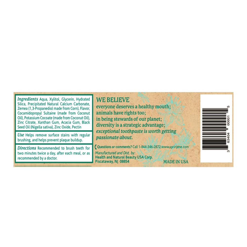 SPRINJENE: Fluoride Free Toothpaste, 3.5 oz